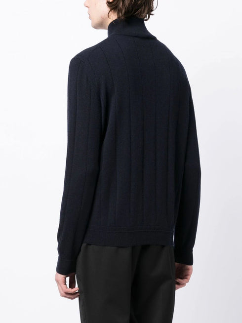 roll neck button-front cashmere jumper